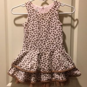 Marmellata sleeveless corduroy ruffle dress Pink brown heart design girl size 4T